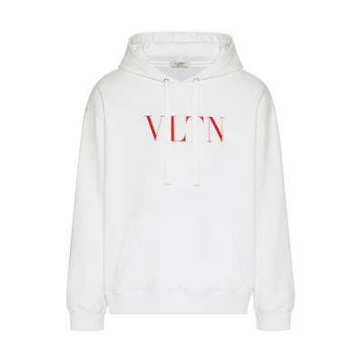 Valentino White Hoodie with Logo Letter Print Long Sleeve WV3MF14F3TVA33