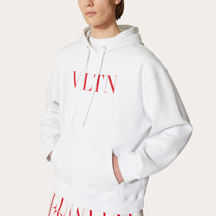 Details for Valentino 白色連帽衫 長袖字母Logo印花 WV3MF14F3TVA33