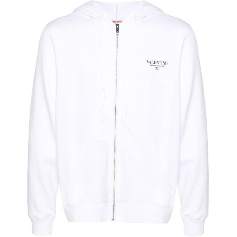 Valentino White Letter Logo Hoodie Jacket Long Sleeve 5V3MF27QA8DA01