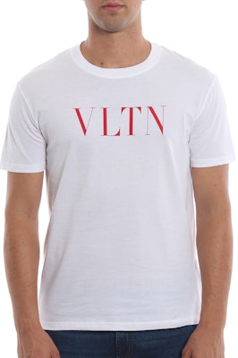 발렌티노 화이트 레터 프린트 반팔 티셔츠 RV3MG10V3LE0BO Shop 발렌티노 화이트 레터 프린트 반팔 티셔츠 RV3MG10V3LE0BO