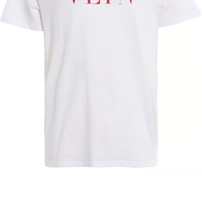 Purchase 발렌티노 화이트 레터 프린트 반팔 티셔츠 RV3MG10V3LE0BO
