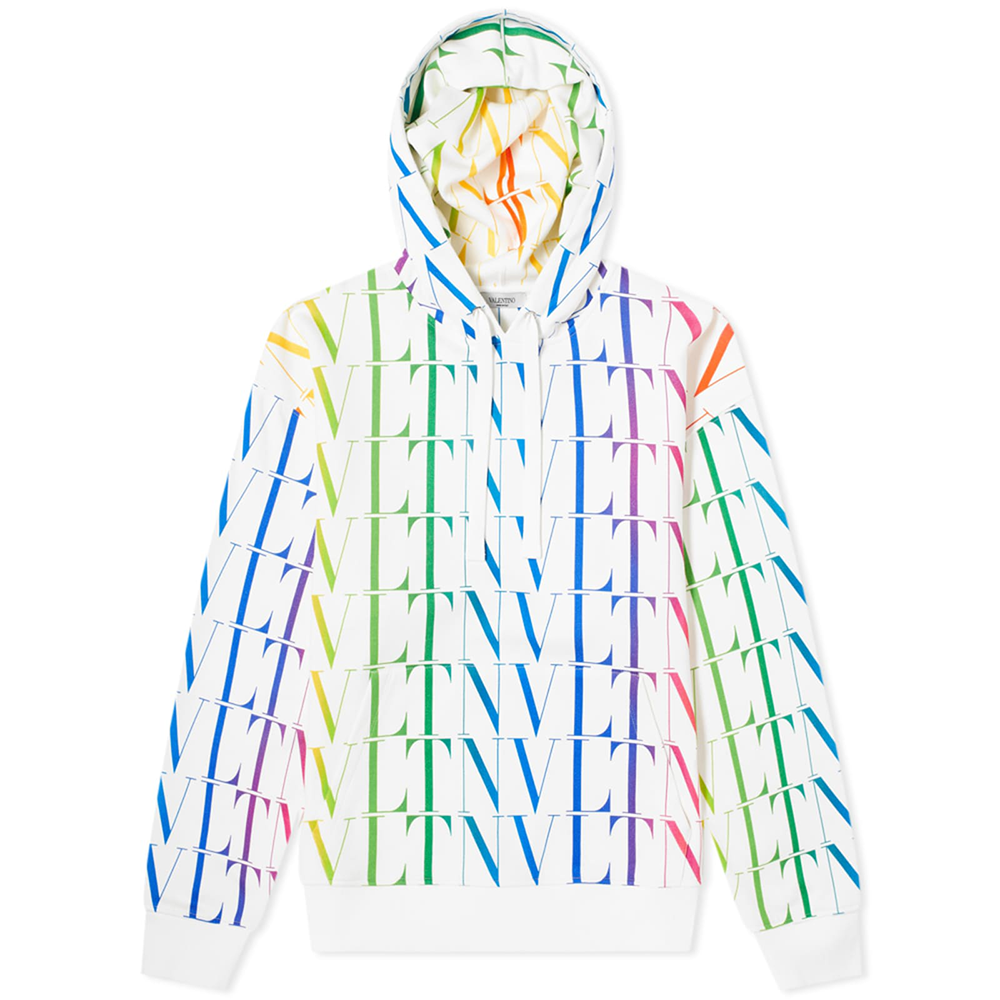 Valentino White Logo Print Hoodie Jacket VV3MF15P795L81