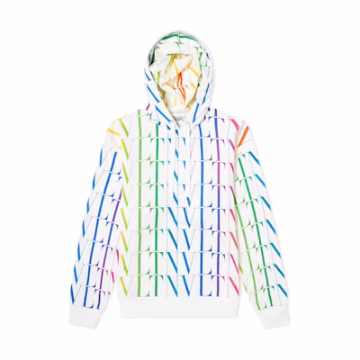Valentino White Logo Print Hoodie Jacket VV3MF15P795L81