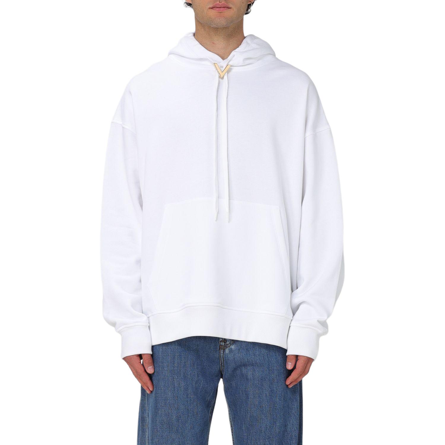 Valentino White Pullover Hoodie Loose Fit Long Sleeve Solid Color 5V3MF25RADJ0BO
