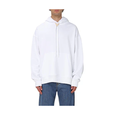 Valentino White Pullover Hoodie Loose Fit Long Sleeve Solid Color 5V3MF25RADJ0BO