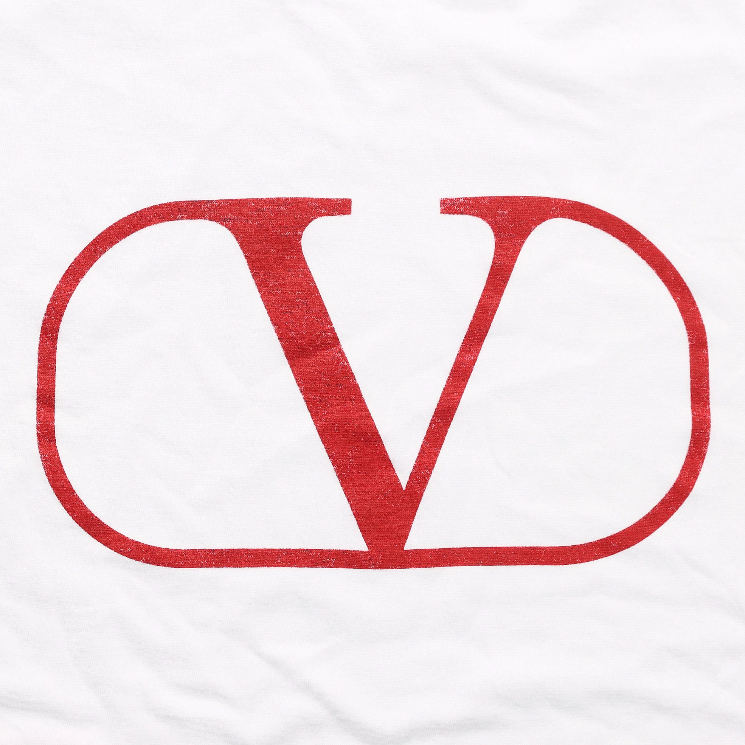 Cheap Valentino Kaos Putih dengan Desain Crew Neck dan Logo Print. RV0MG01PPMAA33