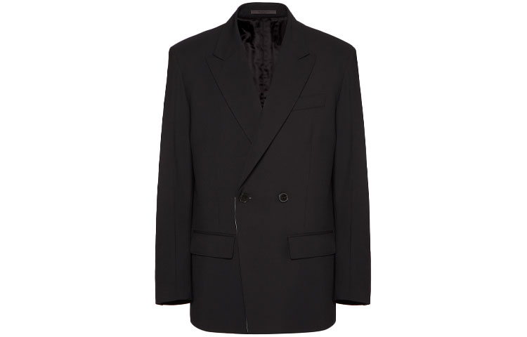 Valentino Wool Double-Breasted Blazer Jacket Black VV0CEC806DP0NO