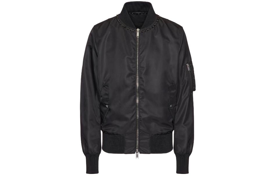 Valentino Zip-Up Stand Collar Loose-Fit Jacket Black 4V3CI1702KP0NO