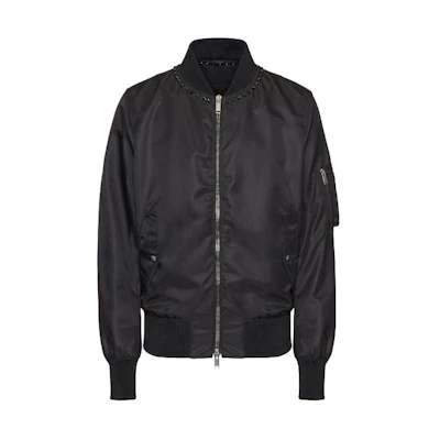 Valentino Zip-Up Stand Collar Loose-Fit Jacket Black 4V3CI1702KP0NO