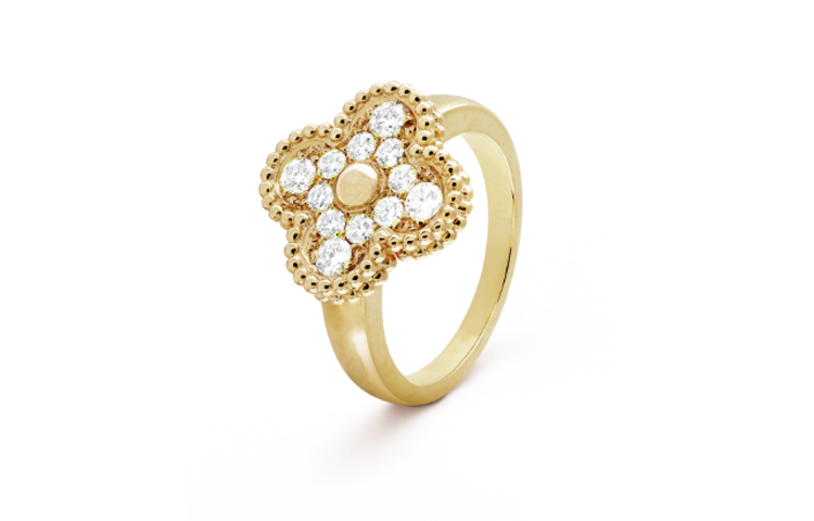 Order 梵克雅寶四葉草Alhambra 18K金鑽戒情侶對戒 (Van Cleef & Arpels)。 VCARO26M00