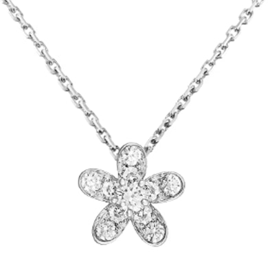 Van Cleef & Arpels Kalung Berlian Bunga Unisex Desain Couple Perak. ARG44200 Lookbook Van Cleef & Arpels Kalung Berlian Bunga Unisex Desain Couple Perak. ARG44200