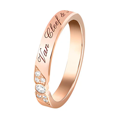 Van Cleef & Arpels Toujours Signature Etoiles Diamond 3mm Rose Gold Unisex Ring. VCARP7RE00