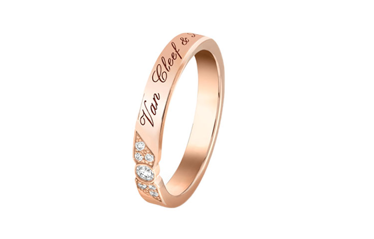 Order Van Cleef & Arpels Toujours Cincin Berlian 3mm Emas Mawar Unisex. VCARP7RE00