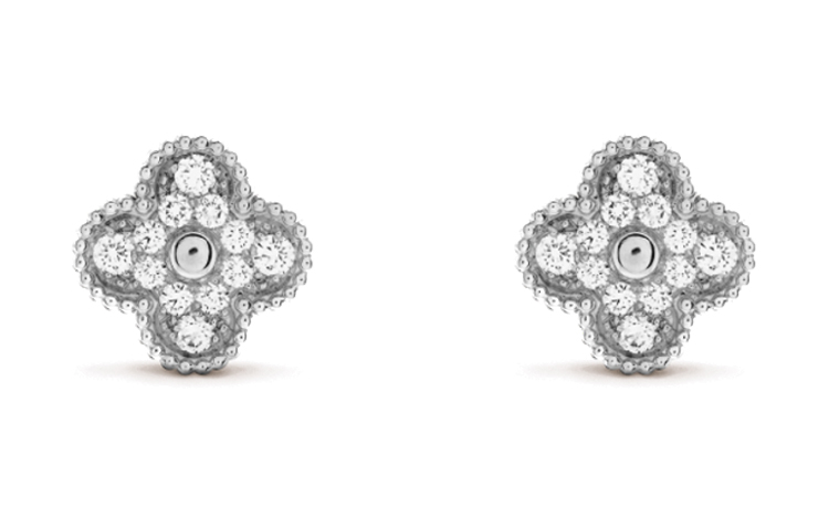 Van Cleef & Arpels White Gold Minimalist Unisex Earrings for Couples. VCARA44600