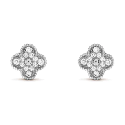 Van Cleef & Arpels White Gold Minimalist Unisex Earrings for Couples. VCARA44600