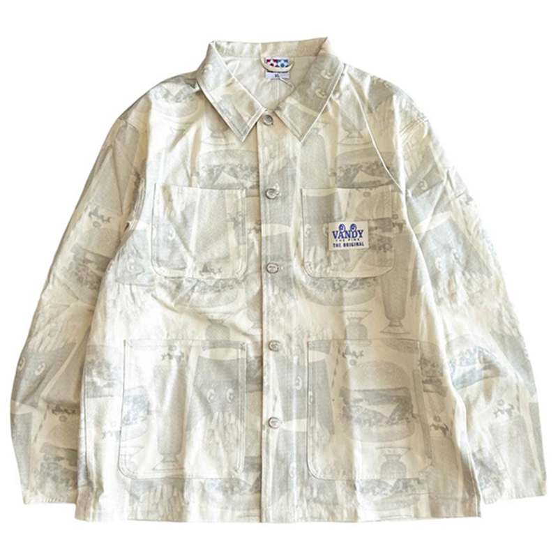 Vandy The Pink All-Over Print Button-Up Long Sleeve Jacket Unisex White VTP102