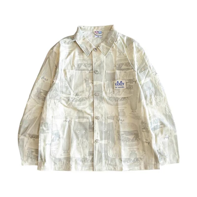 Vandy The Pink All-Over Print Button-Up Long Sleeve Jacket Unisex White VTP102