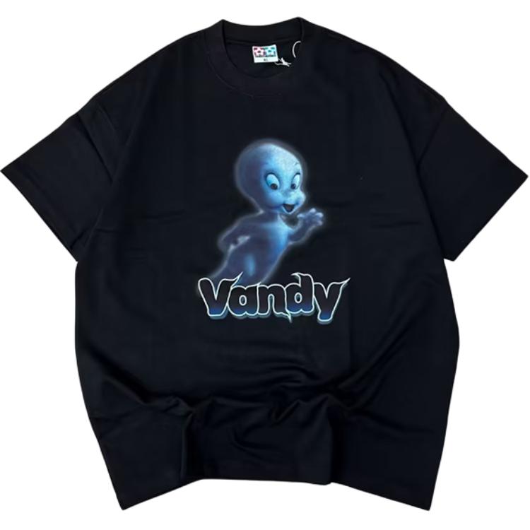 Order Vandy The Pink 黑色圖案印花休閒中性圓領T恤 VTP095