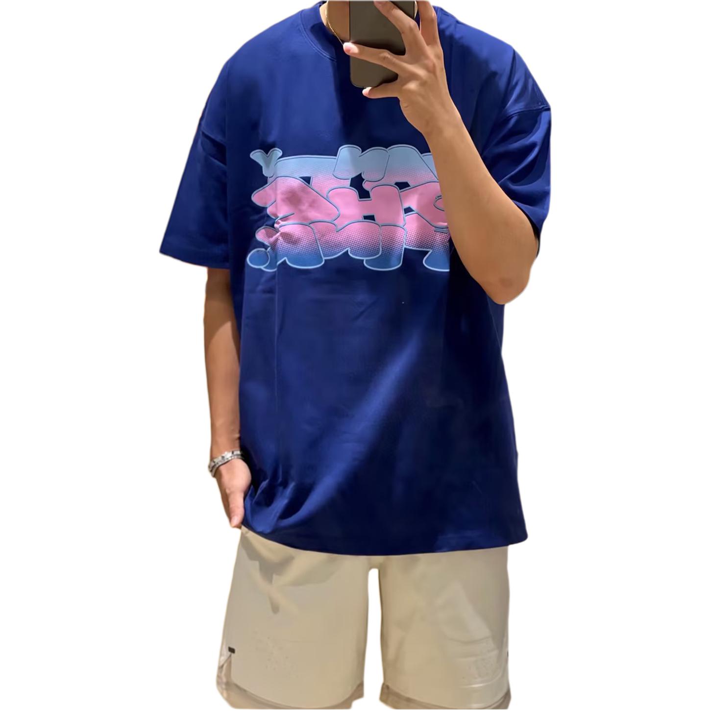 Shop Vandy The Pink Baju-T Lelaki Lengan Pendek Kapas Biru Crewneck. VTP096