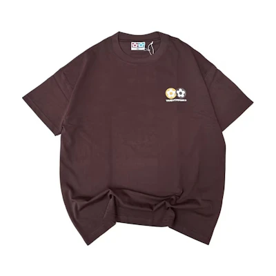 Vandy The Pink Brown Floral Letter Print Unisex Crewneck T-Shirt. VTP092