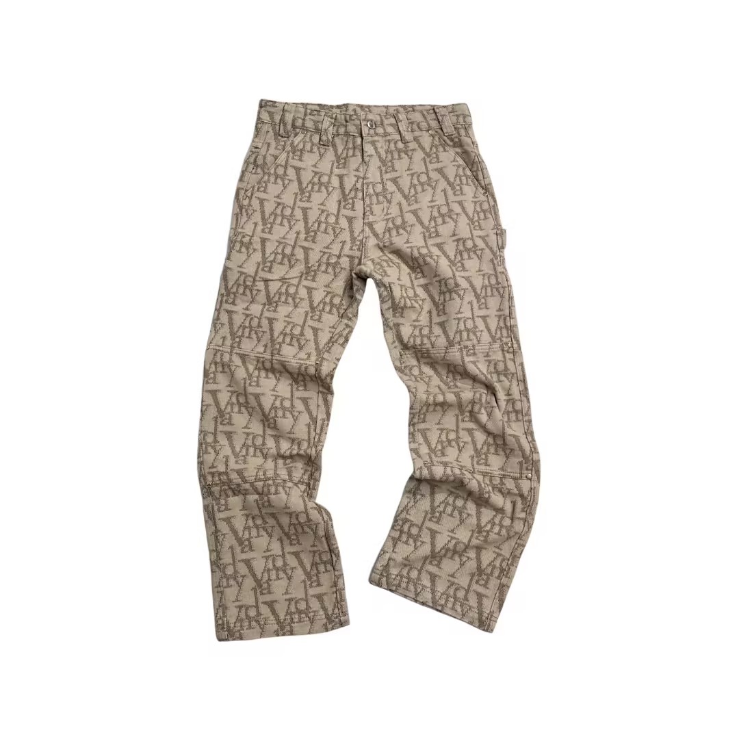 Vandy The Pink Brown Logo Printed Streetwear Straight-Leg Pants Unisex Casual. VTP076