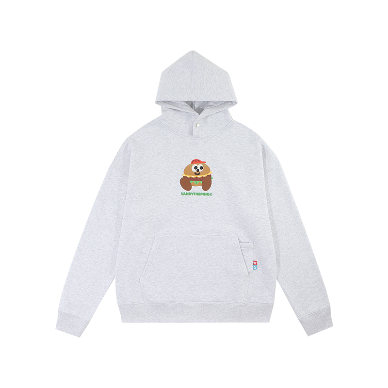 Vandy The Pink Cartoon Burger Hoodie Unisex Grey Pullover Sweatshirt. VTP147