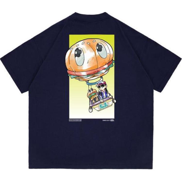 Lookbook Vandy The Pink Kaos Unisex Hitam Burger Kartun Hot Air Balloon. VD1028-103