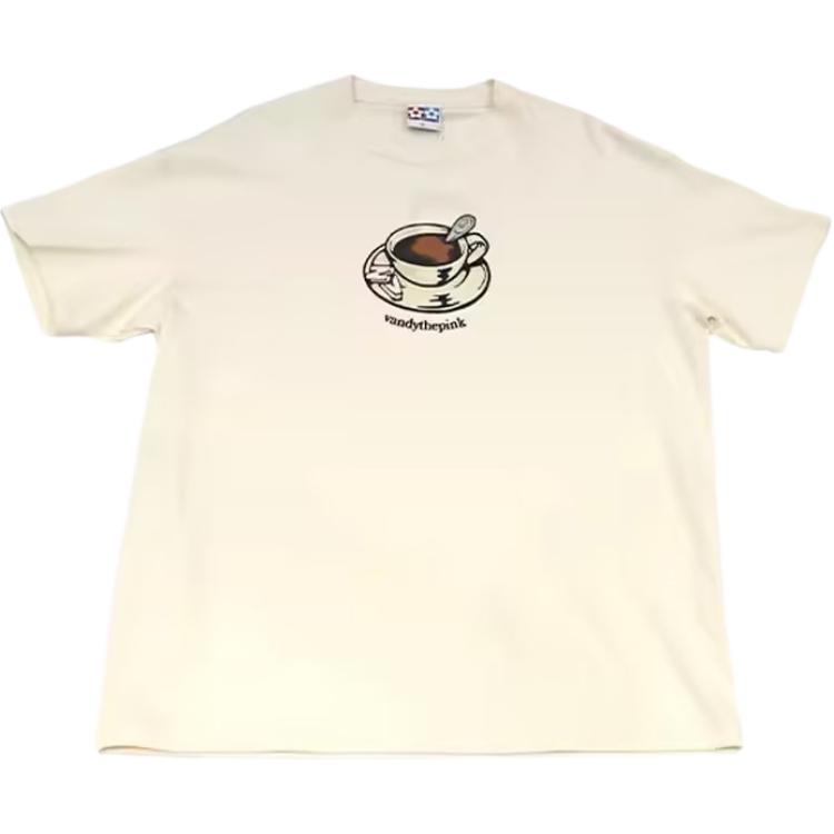 Order Vandy The Pink 咖啡字母圆领男女同款 T 恤 米白色 VTP043