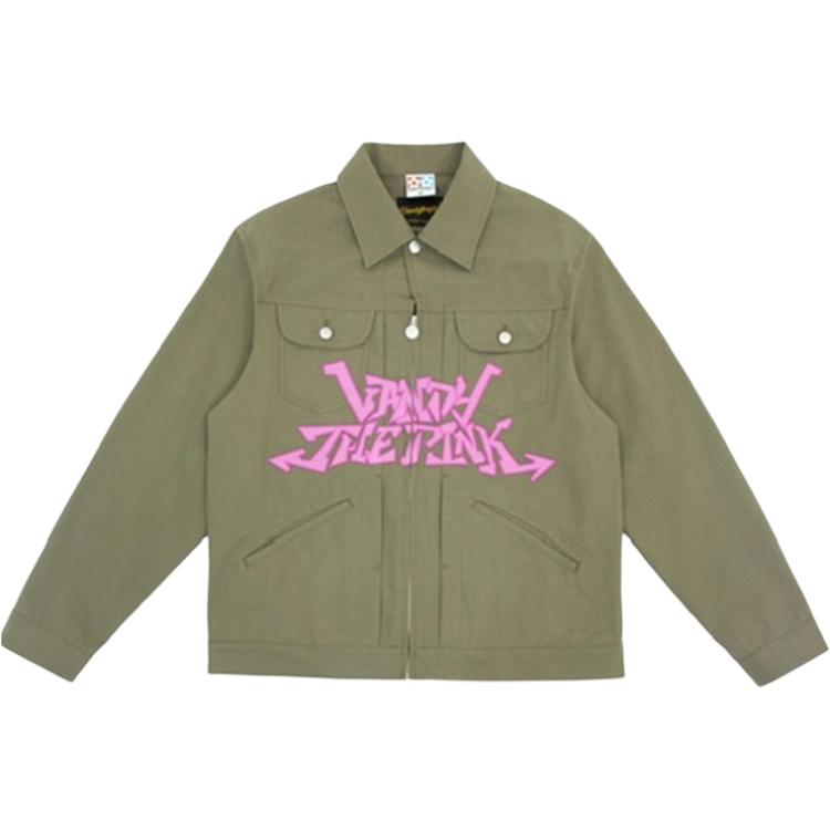 Vandy The Pink Letter Graffiti Casual Long Sleeve Jacket Unisex Green. VTP099