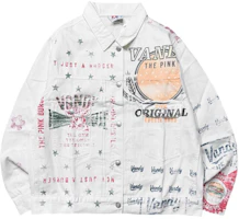Vandy The Pink Letter Print Long Sleeve Jacket Unisex White. VTP084 Vandy The Pink Letter Print Long Sleeve Jacket Unisex White. VTP084