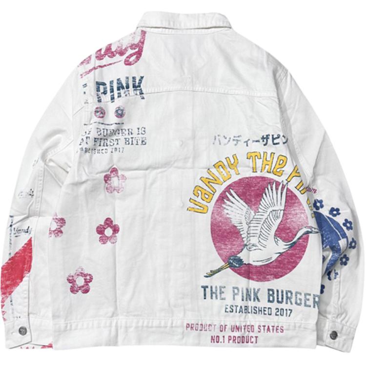 Lookbook ヴァンディ ザ ピンク レタープリント 長袖ジャケット ユニセックス ホワイト. VTP084