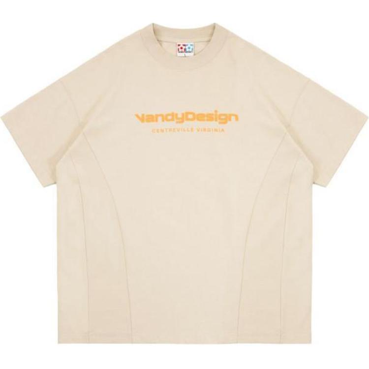 Vandy The Pink Minimalist Letter Crewneck Oversized Tee Unisex Off-White. VD1031-102