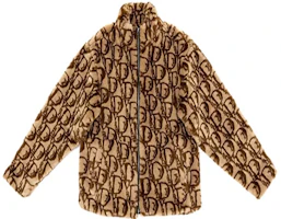 Vandy The Pink Monogram Faux Fur Jacket Coffee Logo Print Unisex Brown VTP-FW21-006 Vandy The Pink Monogram Faux Fur Jacket Coffee Logo Print Unisex Brown VTP-FW21-006