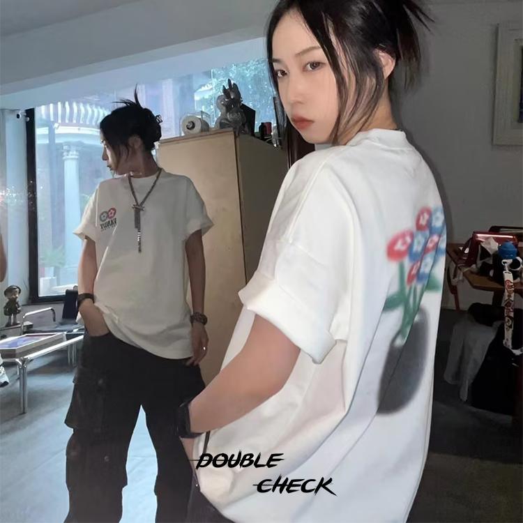 Shop Vandy The Pink Kaos Unisex Putih Logo Floral Merah Biru. VTP063