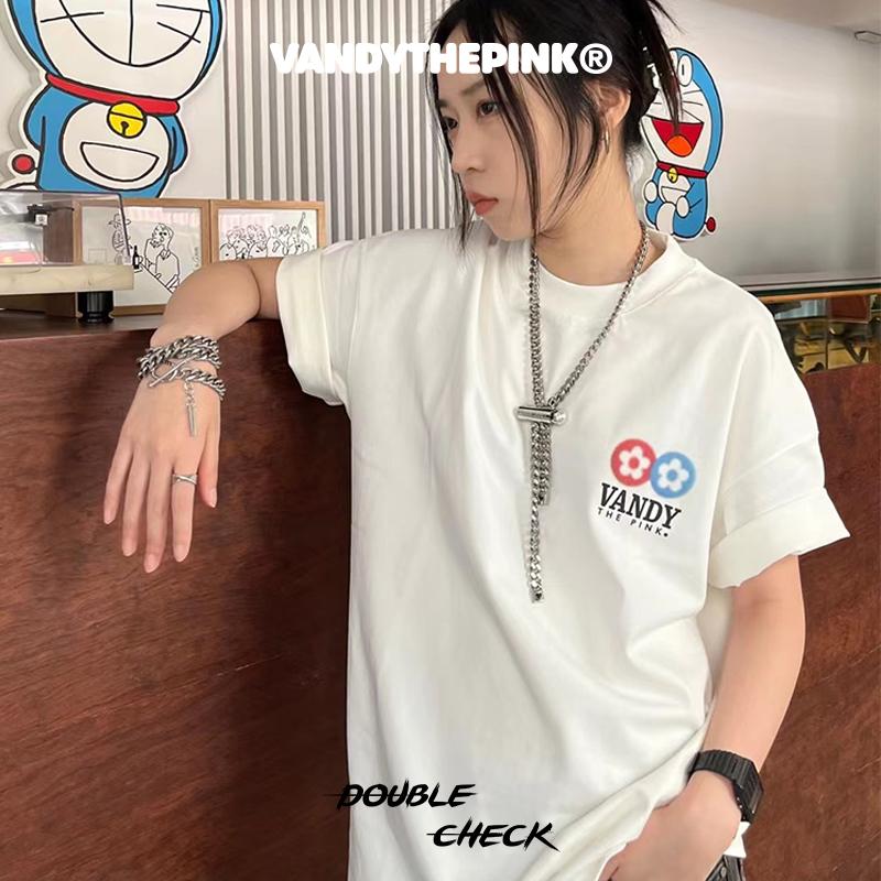 Purchase Vandy The Pink Kaos Unisex Putih Logo Floral Merah Biru. VTP063