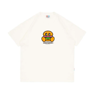 Vandy The Pink Rhinestone Letter Burger Print White Unisex T-Shirt. VTP115