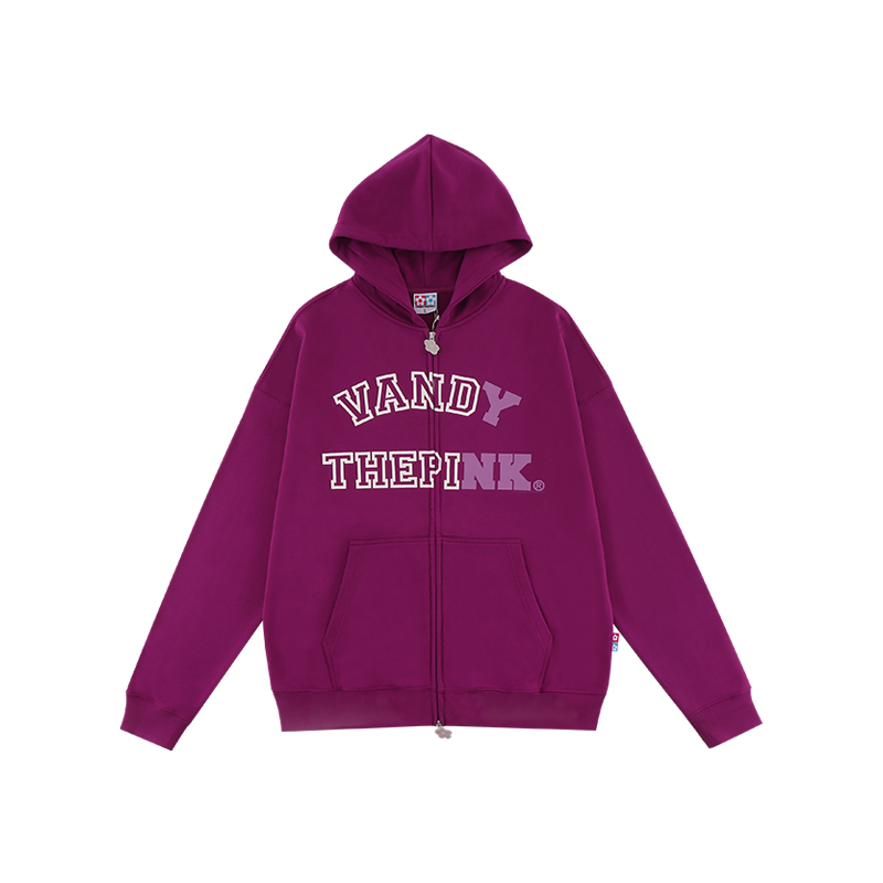 Vandy The Pink Simple Casual Zip-Up Sweatshirt Unisex Purple. VTP131