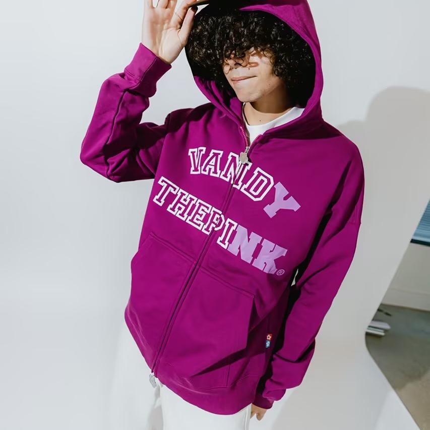 Purchase 반디 더 핑크 심플 캐주얼 지퍼 맨투맨 유니섹스 퍼플. VTP131