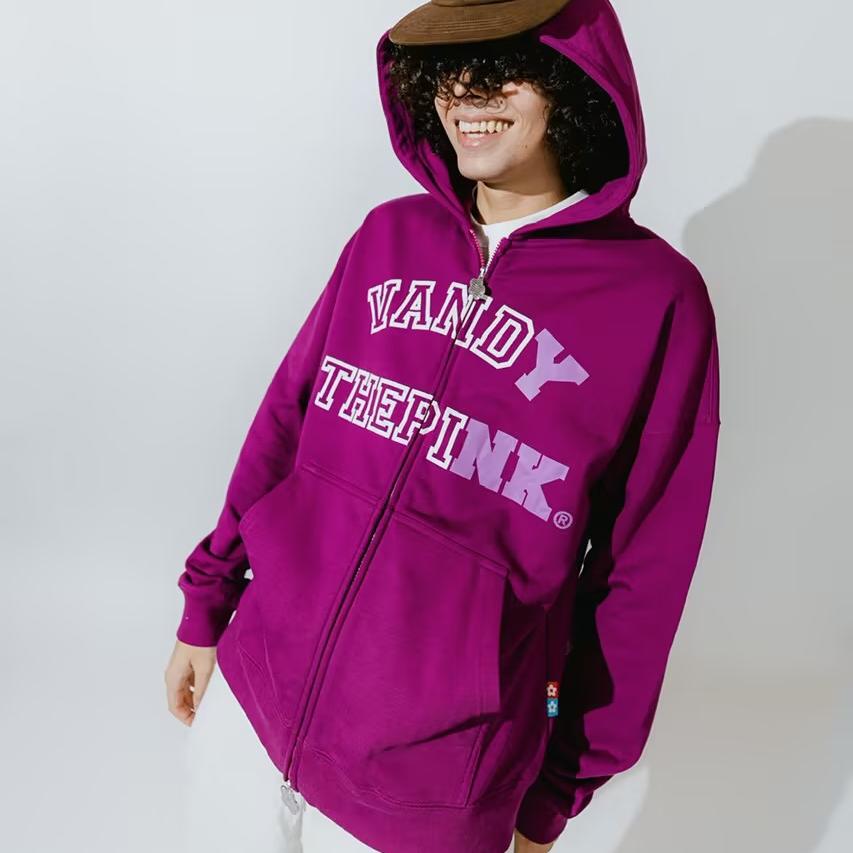 Details for 반디 더 핑크 심플 캐주얼 지퍼 맨투맨 유니섹스 퍼플. VTP131