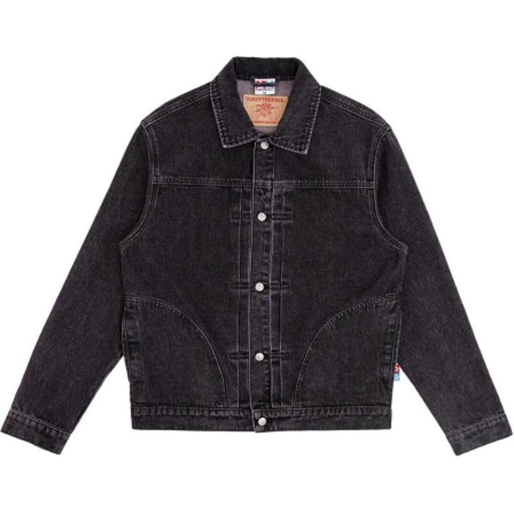 Order Vandy The Pink Unisex Black Denim Jacket Casual Long Sleeve Outerwear. VTP150