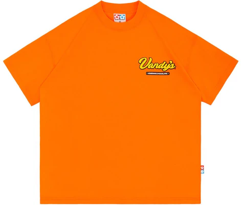 ヴァンディ ザ ピンク ユニセックス オレンジ フードプリント グラフィックTシャツ。 VD1019-108 Order ヴァンディ ザ ピンク ユニセックス オレンジ フードプリント グラフィックTシャツ。 VD1019-108