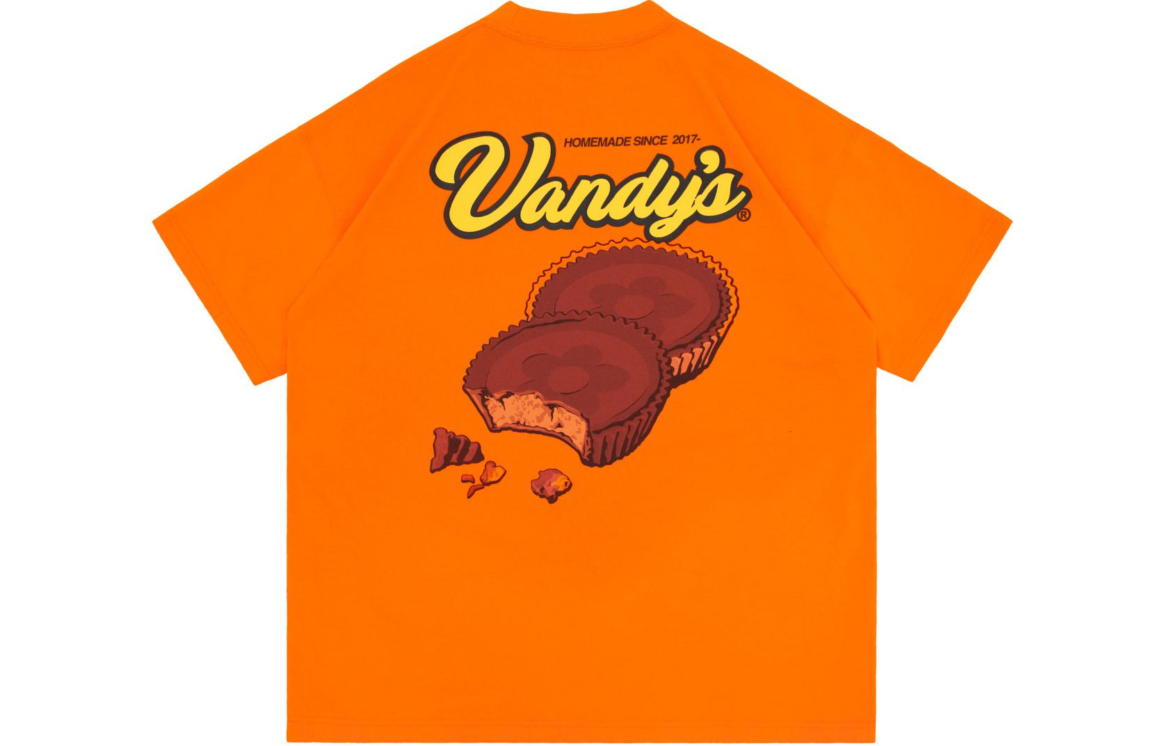 Lookbook Camiseta Gráfica Unisex Vandy The Pink Naranja con Estampado de Comida. VD1019-108