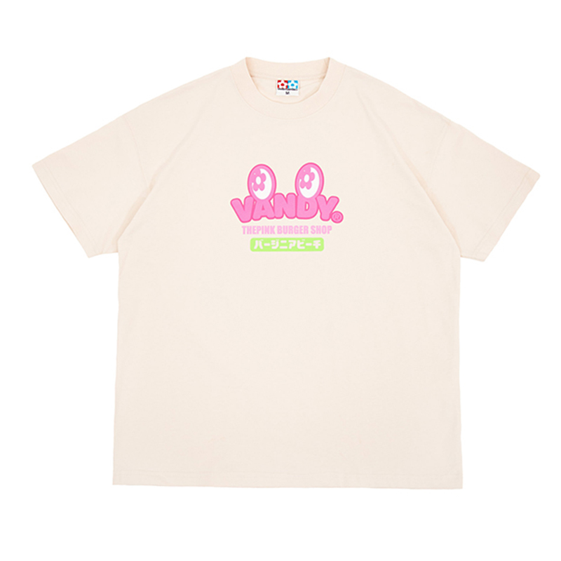 Vandy The Pink White Unisex T-Shirt with Pink Logo Crewneck Design. VTP062