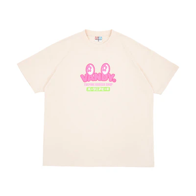 Vandy The Pink White Unisex T-Shirt with Pink Logo Crewneck Design. VTP062
