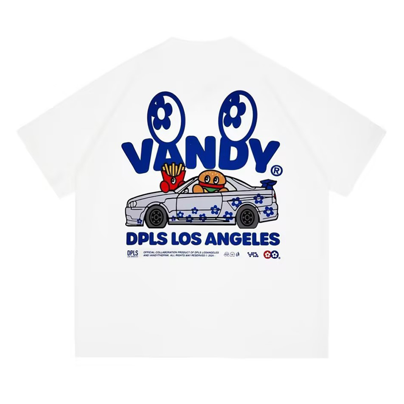 Vandy The Pink x DPLS Cartoon Graphic Tee Unisex White Short Sleeve T-Shirt VTP162