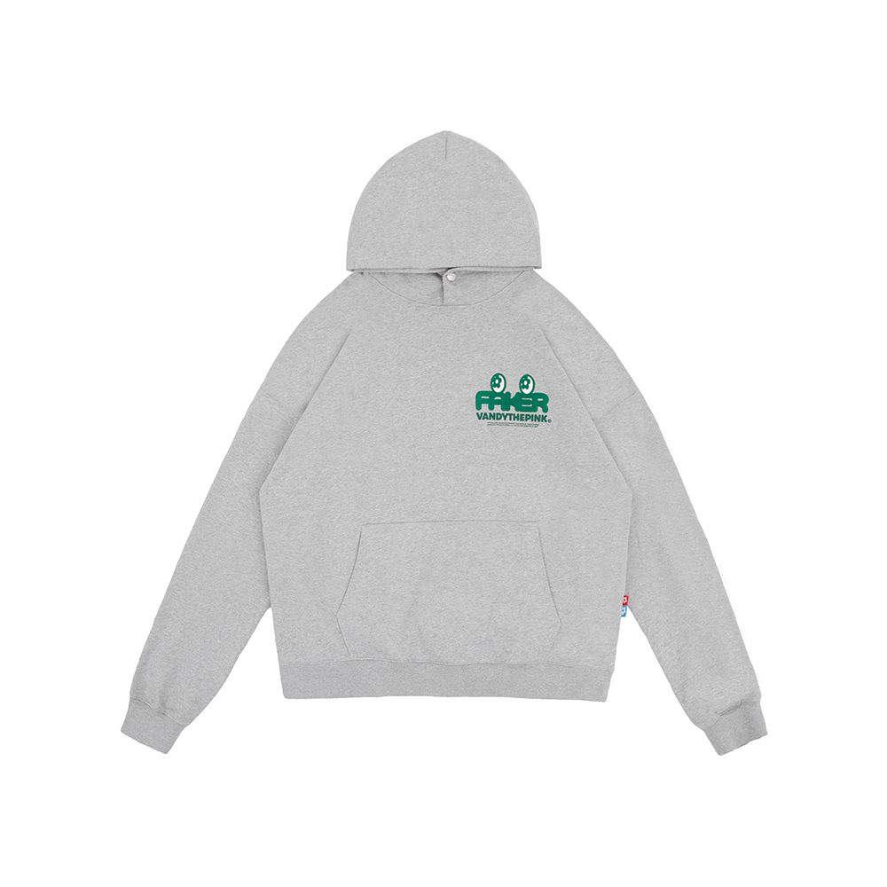 Vandy The Pink x FAKER Grey Hoodie - Cartoon Letter Hamburger Design Unisex VTP174