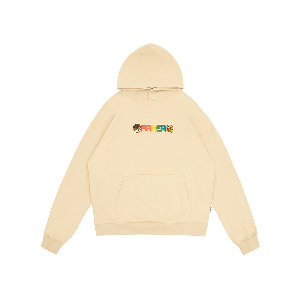 Vandy The Pink x FAKER Letter Cartoon Print Hoodie Beige Unisex Rainbow Design VTP173
