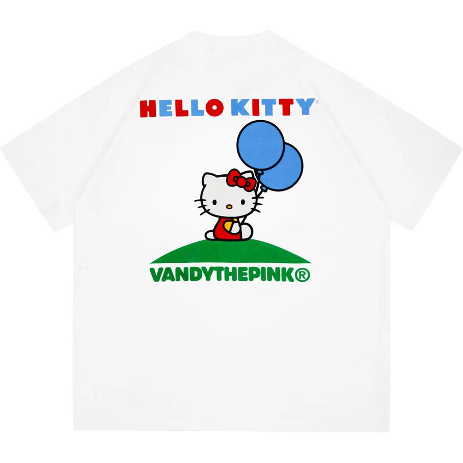 Vandy The Pink x Hello Kitty Balloon Graphic Tee White Unisex Casual T-Shirt. VD6033-104
