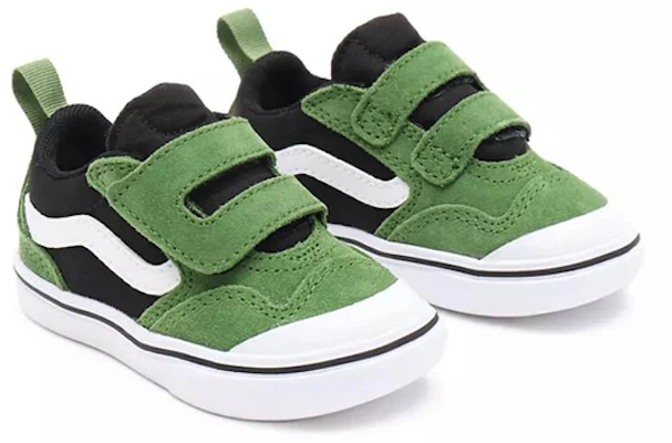 嬰兒 Vans Toddler 2-tone Comfycush New Skool 魔鬼氈舒適休閒板鞋 黑綠拼色 Lookbook 嬰兒 Vans Toddler 2-tone Comfycush New Skool 魔鬼氈舒適休閒板鞋 黑綠拼色