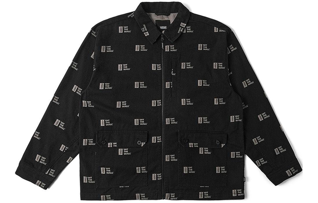 Vans All-Over Letter Print Loose Fit Zip-Up Jacket Black VN000GQ4CRG